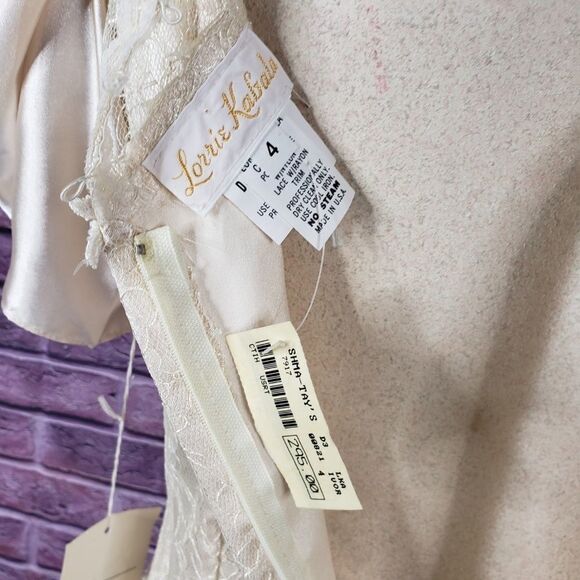 Lorrie Kabala Full Length Poof Sleeve Ivory Dress - Picture 8 of 12